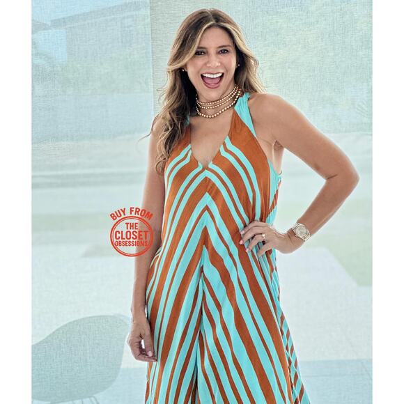 MANGO Striped Satin Crossover Maxi Dress NWT 🧡 - Picture 8 of 16